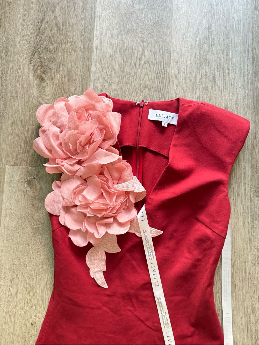 elliatt zahara red & pink 3d flower detail maxi gown dress size large NEW - Picture 12 of 17